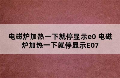 电磁炉加热一下就停显示e0 电磁炉加热一下就停显示E07